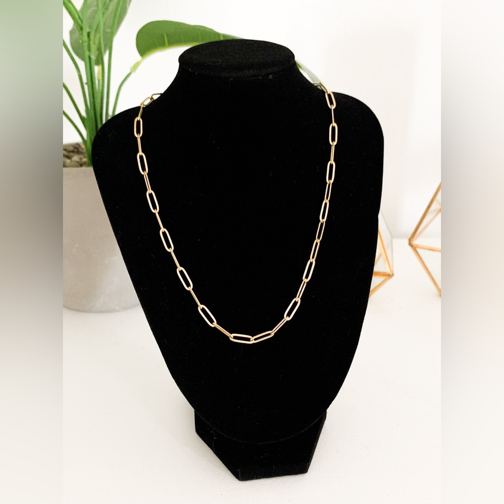 Simple 18K Gold Plated paperclip chain necklace